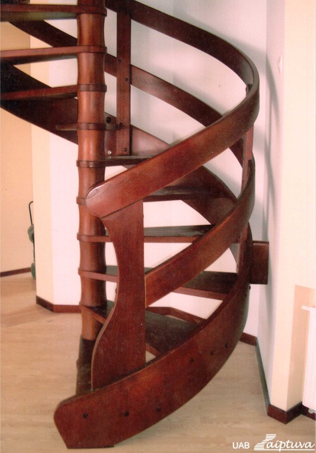 Wooden staircase with wooden railings